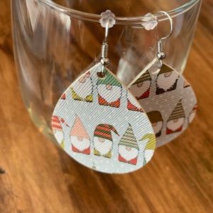 Christmas Gnome Leather Earrings